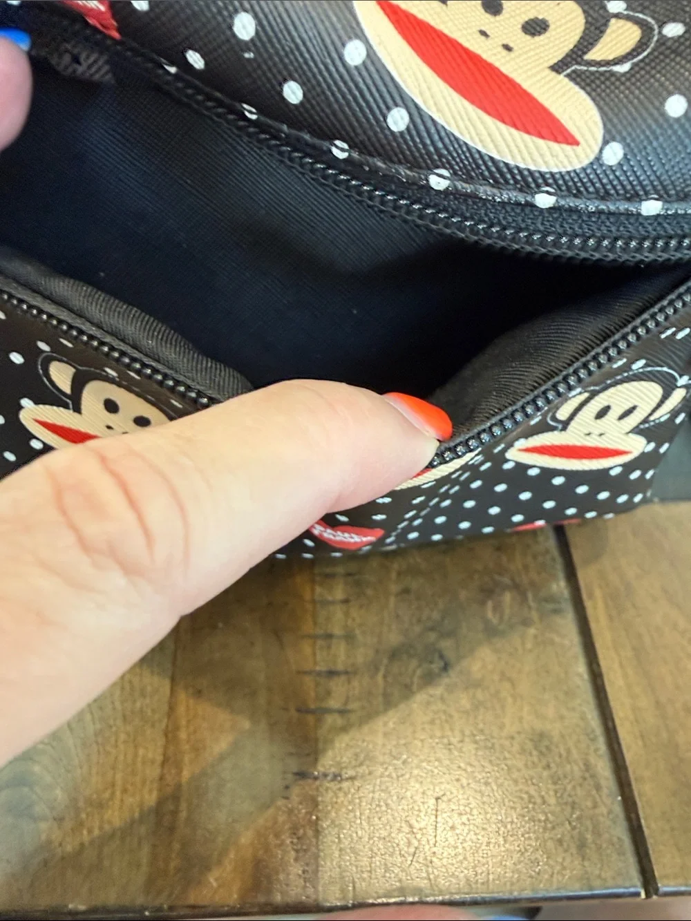 Paul Frank Black Mini Backpack with Red & Cream Monkey Motif